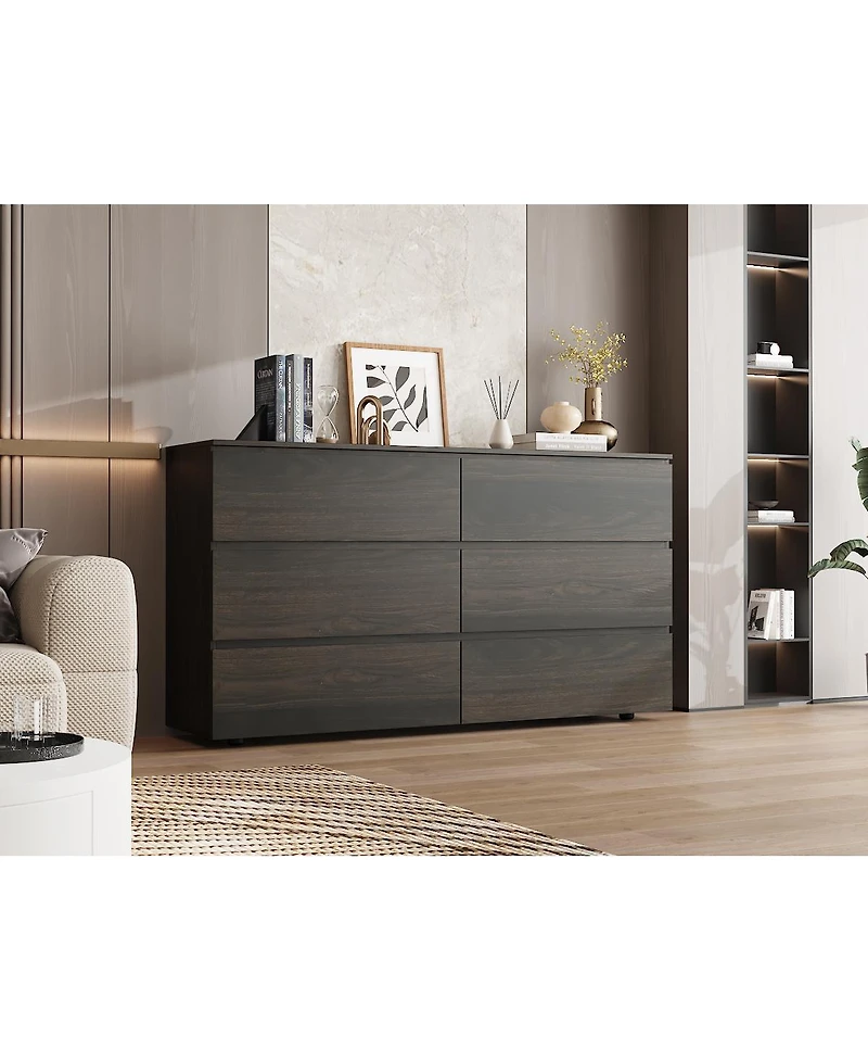 Famapy 6-Drawers Wood Chest of Drawer Cabinet Organizer Dresser