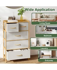 Slickblue 5-Drawer Light Storage Dresser with Top Shelf for Bedroom Use