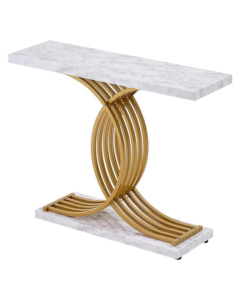 Sugift Narrow Console Sofa Table, 39.4 in, Behind Couch Table with Metal Frame