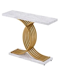 Sugift Narrow Console Sofa Table, 39.4 in, Behind Couch Table with Metal Frame