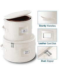 StorageBud Fine China Storage Containers Hard Shell, 4 Piece Dish Storage Containers, Quilted Plate Containers, Stackable Dish Organizer