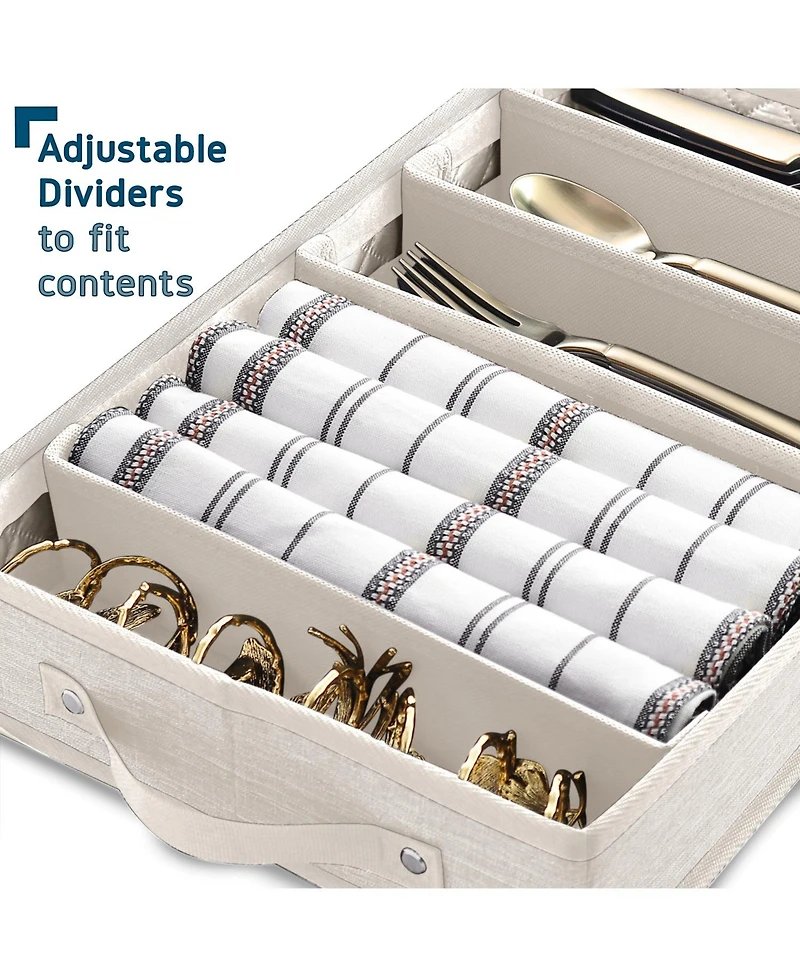 StorageBud Flatware & Utensil Storage, 5 Compartment Flatware Storage Case, Silverware Case with Handles, Protects and Organizes Cutlery
