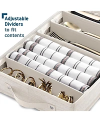 StorageBud Flatware & Utensil Storage, 5 Compartment Flatware Storage Case, Silverware Case with Handles, Protects and Organizes Cutlery