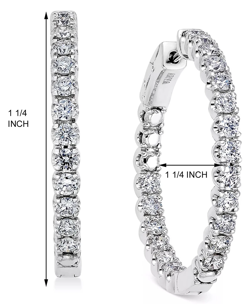 Diamond In-and-Out Hoop Earrings (3 ct. t.w.) in 14k White Gold