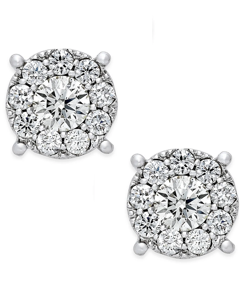 Diamond Halo Stud Earrings (1 ct. t.w.) in 14k White Gold