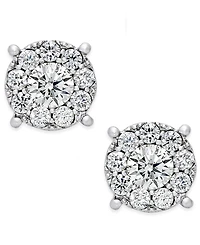 Diamond Halo Stud Earrings (1 ct. t.w.) in 14k White Gold