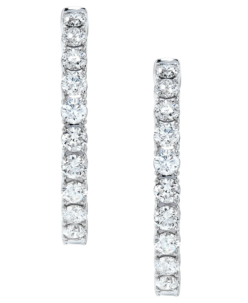 Diamond Small In & Out Hoop Earrings (5 ct. t.w.) in 14k White Gold, 1"