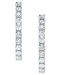 Diamond Small In & Out Hoop Earrings (5 ct. t.w.) in 14k White Gold, 1"