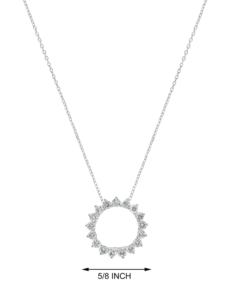 Diamond Circle Pendant Necklace (3/4 ct. t.w.) in 14k White Gold, 16" + 2" extender