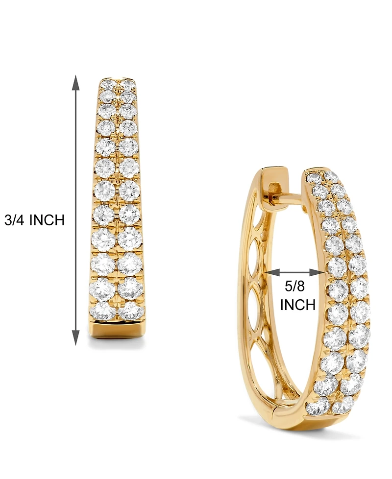 Diamond Graduated Double Row Hoop Earrings (1 ct. t.w.) in 14k White Gold or 14k Yellow Gold