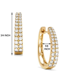 Diamond Graduated Double Row Hoop Earrings (1 ct. t.w.) in 14k White Gold or 14k Yellow Gold