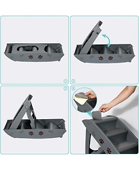 Zeny Folding Dog Stairs, Portable Indoor/Outdoor Pet Steps for Bed, Couch and Car, Pet Staris for Small Pet Dog/Cat