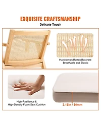 Sugift Mid Century Modern Rattan Chair, Velvet Upholstered Accent Chair for Living Room