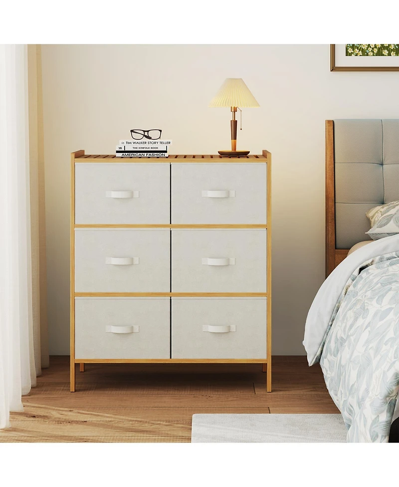 Slickblue Fabric Storage Dresser with 6 Drawers and 6 Bins for Home