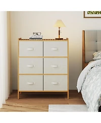 Slickblue Fabric Storage Dresser with 6 Drawers and 6 Bins for Home