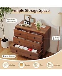 Slickblue 4 Drawer Wooden Dresser Wide Storage Cabinet for Bedroom