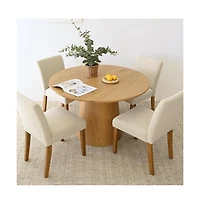 Maison Boucle Set of 2 Linen Upholstered Dining Chairs with Solid Wood Legs