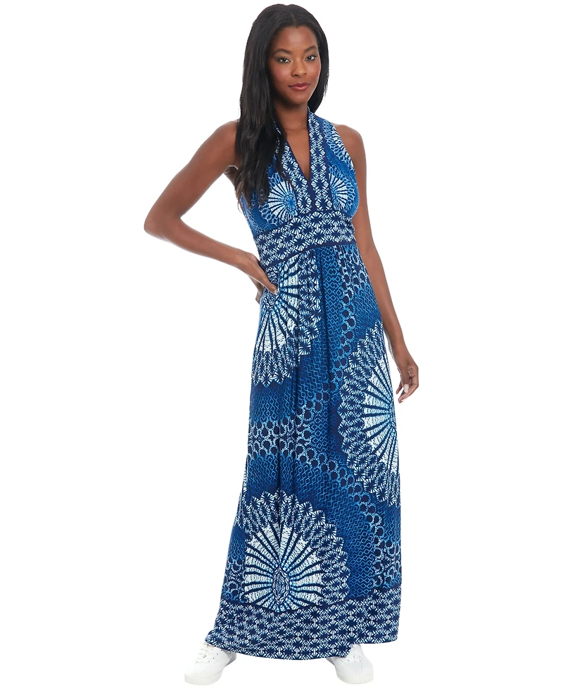 London Times Women's V-Neck Maxi Dress
