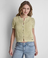 Dkny Jeans Women's Short-Sleeve Crewneck Cardigan