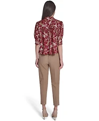 Tommy Hilfiger Women's Ruffle Puff-Sleeve Collared Shirt