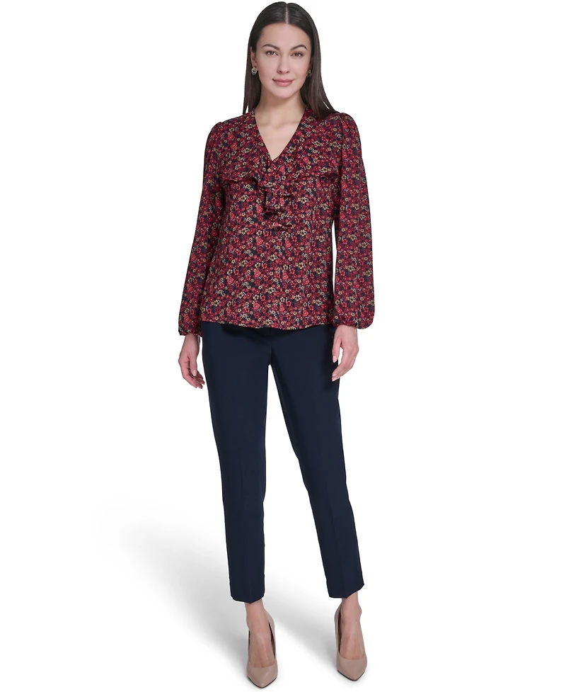 Tommy Hilfiger Women's V-Neck Ruffle Pull-On Blouse