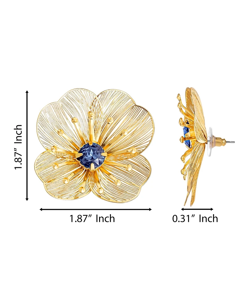 Jessica Simpson Filigree Flower Stud Earrings with Crystal Center