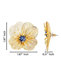 Jessica Simpson Filigree Flower Stud Earrings with Crystal Center