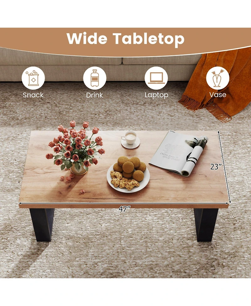 Slickblue Oak Farmhouse Coffee Table Rustic Thick Top Wood Texture