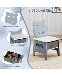 Sugift Toddler Table and 2 Chairs 5-in-1 Cute Art Desk Set with Reversible Chalkboard Whiteboard