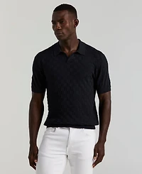 Perry Ellis Men's Checker Texture Open Polo Sweater