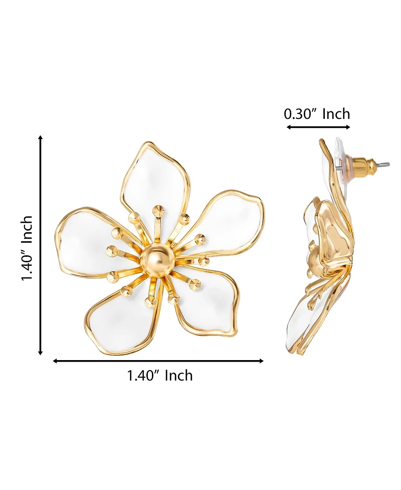 Jessica Simpson Enamel Flower Stud Earrings for Women