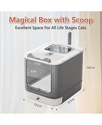 Aronkl Upgraded Fully Enclosed Cat Litter Box With Lid Drawer 3 Modes Easy Clean Anti-splashing For Kitten To Adult