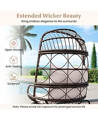 Sugift Patio Wicker Egg Chair with Rattan Frame and Seat Cushions