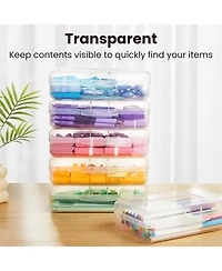 Gnuadz 6 pack Plastic Pencil Case Crayon Pen Organizer Snap Lid Stackable Craft Storage Box