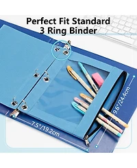 Gnuadz 6 Pack Pencil Pouches 3 Ring Binder Zipper Clear Top Bag Grommets