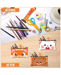 Gnuadz Cute Animal Zipper Pencil Case Canvas Pen Bag Organizer