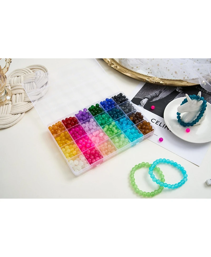 Gnuadz Glass Beads for Bracelets Diy Crafts 2 Pack 1300pcs 48 Colors Round Crystal Beginners Kit