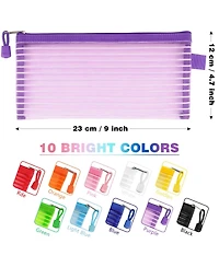 Gnuadz Zipper Mesh Pouch Pencil Bag Multipurpose Office Travel Storage 10 Pack