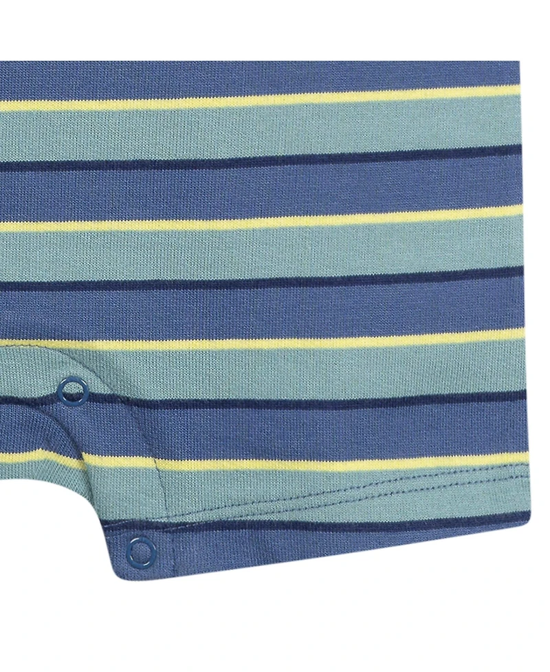 Gerber Baby Boys Collared Romper, Blue and Green.