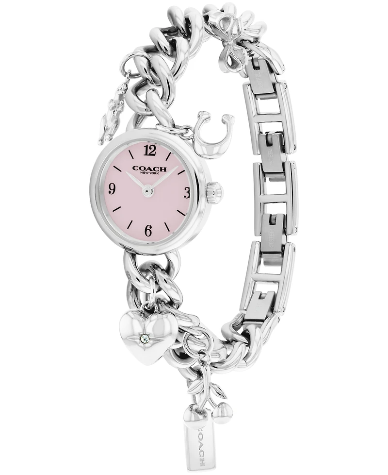 Coach Women's Iris Silver Tone Stainless Steel Charm Bracelet Watch, 22.5mm