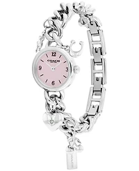 Coach Women's Iris Silver Tone Stainless Steel Charm Bracelet Watch, 22.5mm