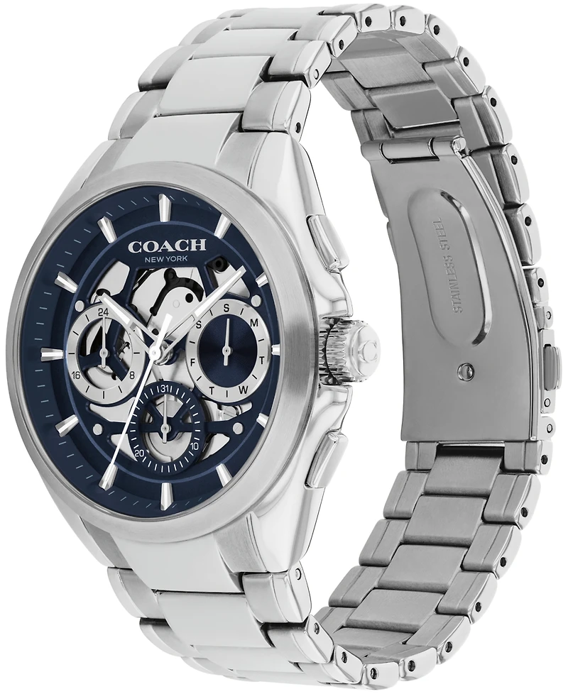 Coach Men's Jackson Silver Tone Stainless Steel Bracelet Watch, 41.5mm