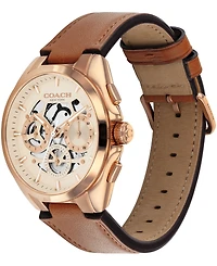 Coach Men's Jackson Saddle Leather Strap Watch, 41.5mm
