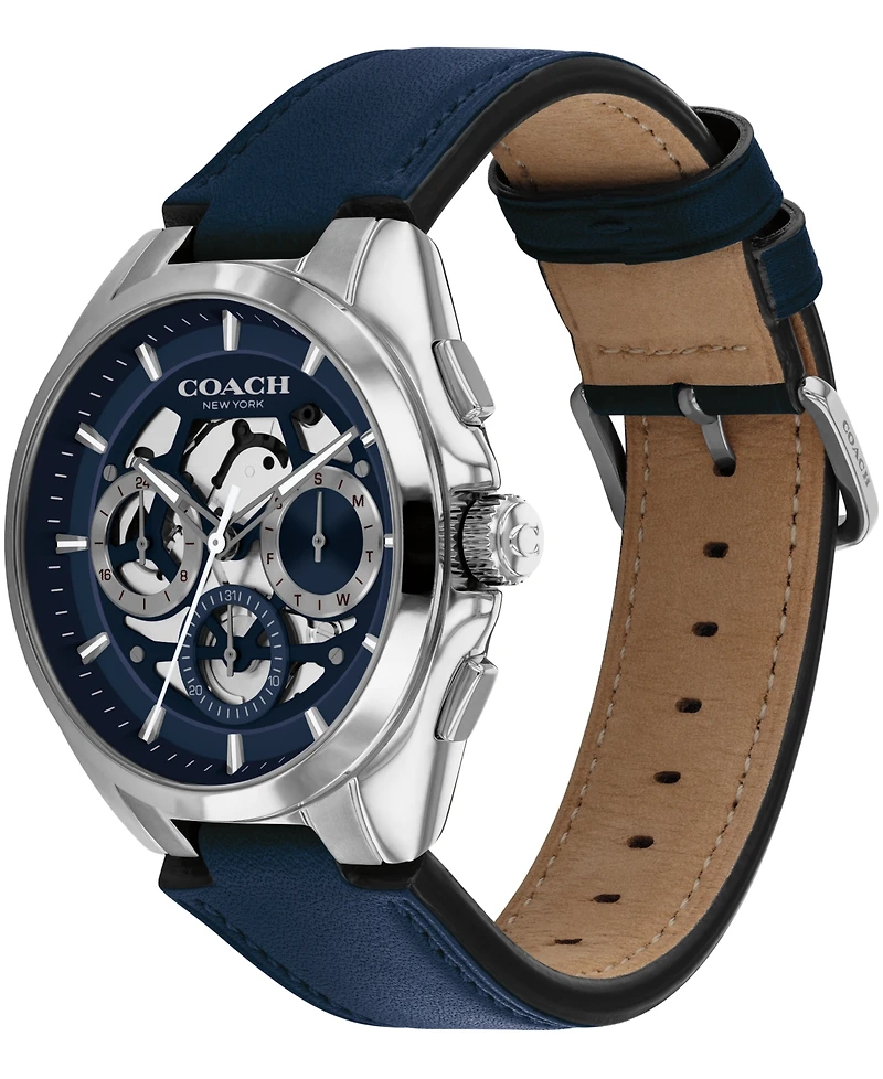 Coach Men's Jackson Navy Leather Strap Watch, 41.5mm
