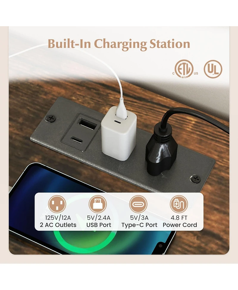 Slickblue 55" L Desk Reversible with 3 Drawers and Adjustable Storage Shelf