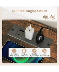 Slickblue 55" L Desk Reversible with 3 Drawers and Adjustable Storage Shelf