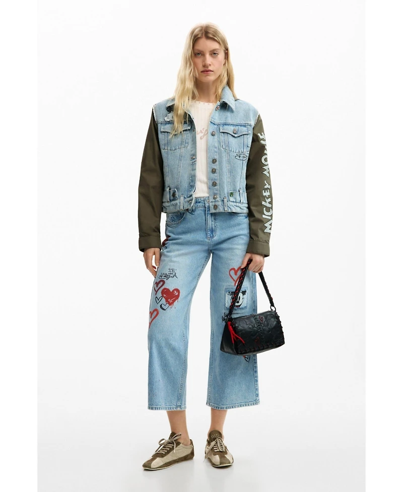 Desigual Women's Bimaterial parka Mickey Mouse