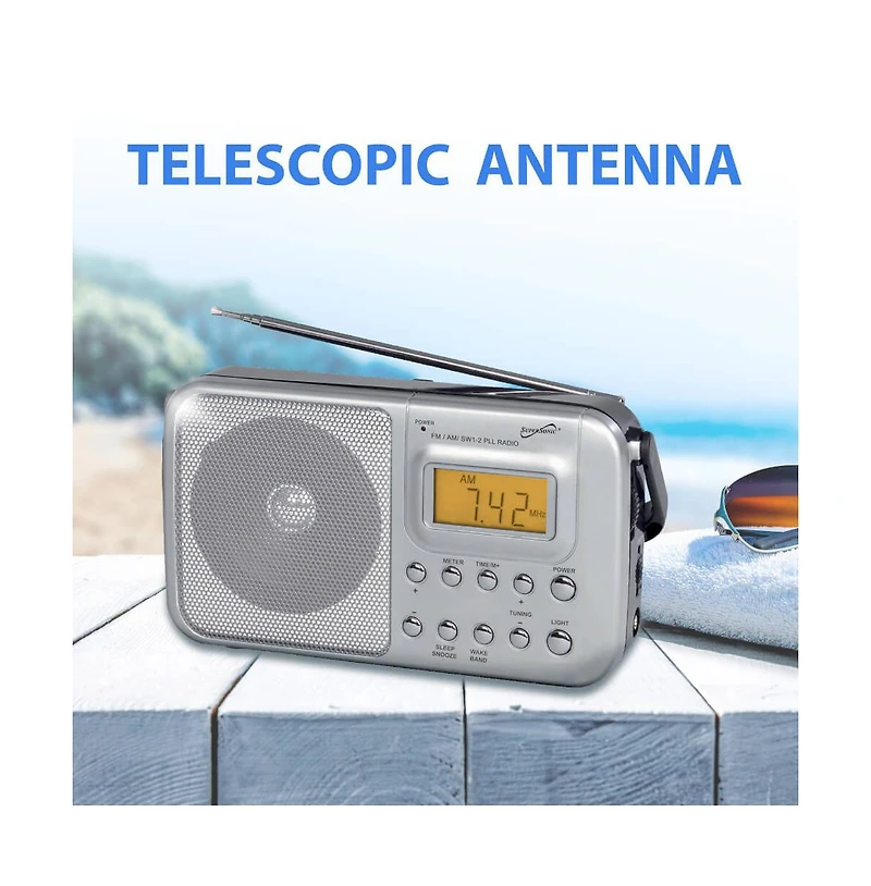 Supersonic 4 Band Am/Fm/SW1-2 Pll Radio - Silver
