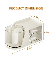 Gnuadz Desk Organizer Rotating Pen Holder 2 Drawer Storage 6 slots