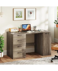 Slickblue Office Desk with Built In Power Outlets and 4 Drawers